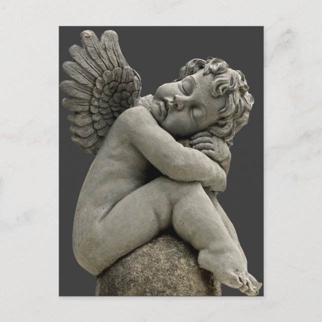Carte postale Cherub Angel Sculpture Dormir. (Devant)