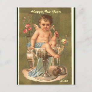 Carte Postale Chérub Champagne Éditée Bonne Année