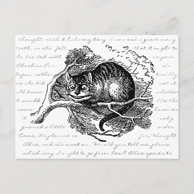 Carte Postale Cheshire Cat - Nous sommes tous en colère ici (Devant)