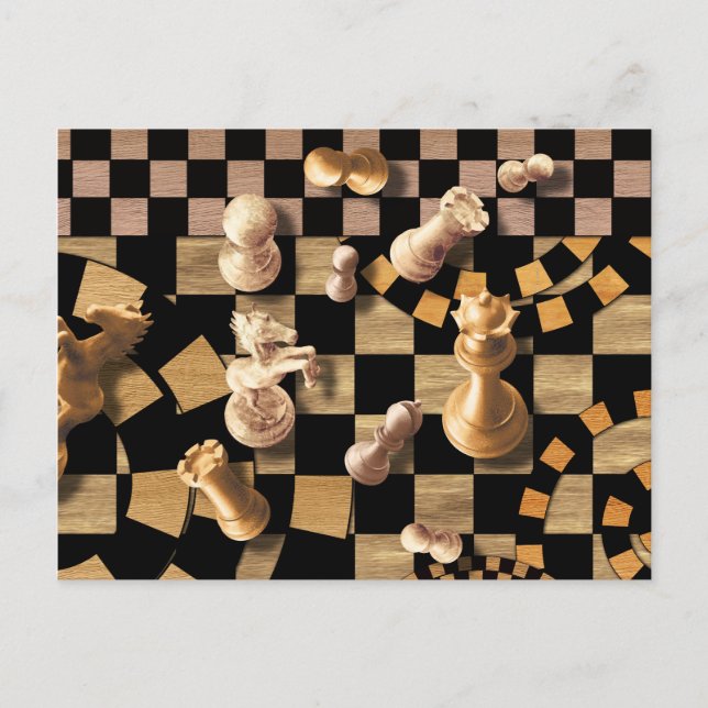Carte Postale Chess Abstrait Art - textures en bois (Devant)