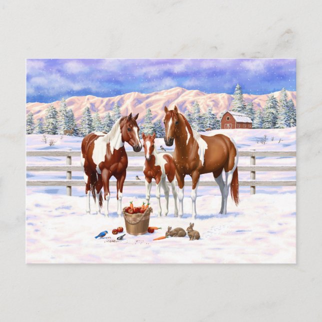 Carte Postale Chestnut Pinto Sorrel Peinture Quarter Chevaux Dan (Devant)