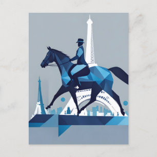 Carte Postale Cheval à Paris Blues et Blancs