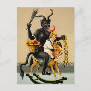 Carte Postale Cheval à roche vintage Krampus