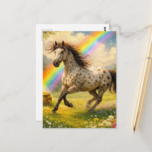 Carte Postale Cheval Appaloosa et un pot d'or