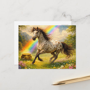 Carte Postale Cheval Appaloosa et un pot d'or de la Saint-Patric