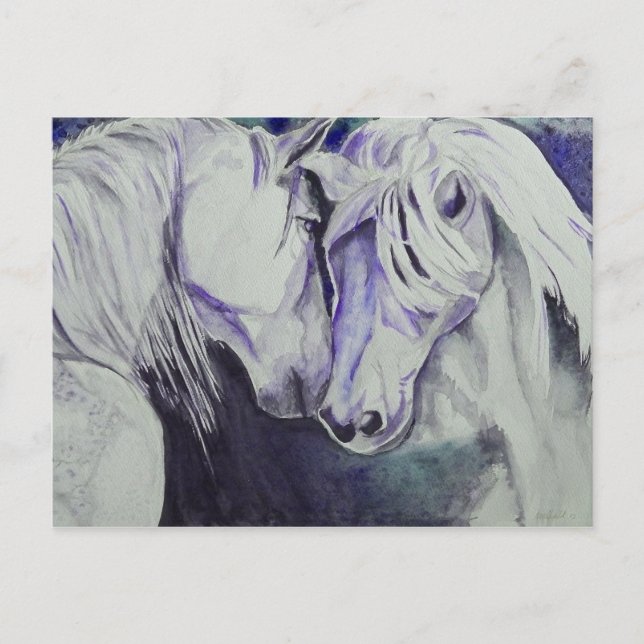 Carte postale Cheval Aquarelle - Violet (Devant)