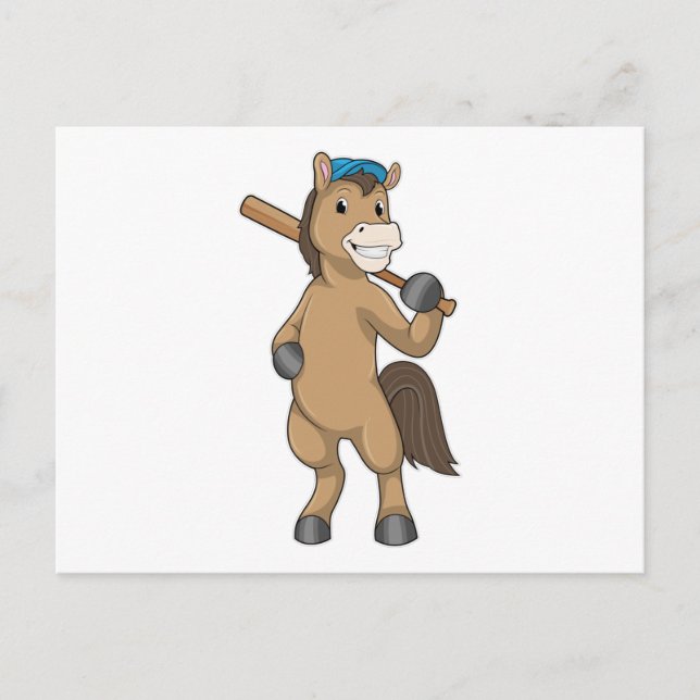 Carte Postale Cheval au baseball avec batte de baseball (Devant)