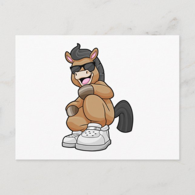 Carte Postale Cheval avec de grandes chaussures (Devant)