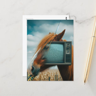Carte Postale Cheval avec une face TV vintage