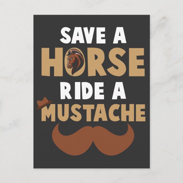 Carte Postale Cheval Beard Save a Horse Ride a Mustache Rides (Devant)