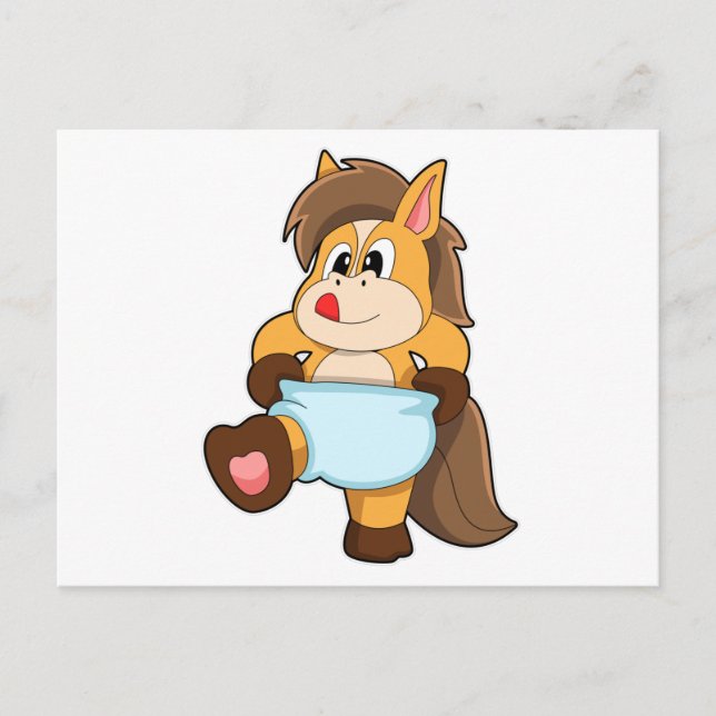 Carte Postale Cheval bébé avec couche (Devant)