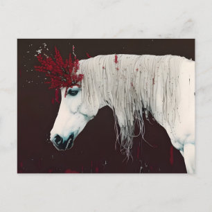 Carte postale Cheval Blanc Fleurs rouges