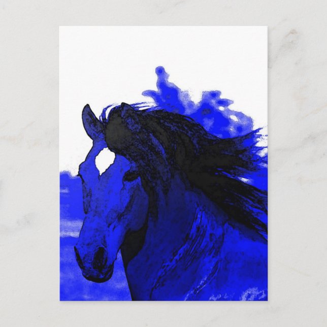 Carte Postale Cheval bleu (Devant)
