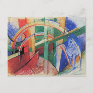 Carte Postale Cheval bleu avec arc-en-ciel par Franz Marc