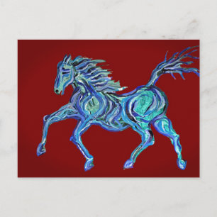 Carte Postale Cheval bleu peint