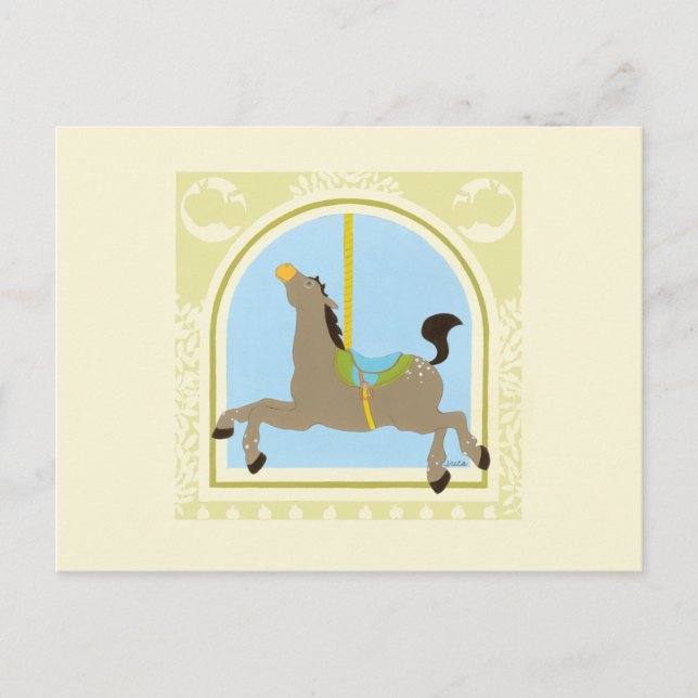 Carte Postale Cheval Carrousel par Juin Erica Vess (Devant)