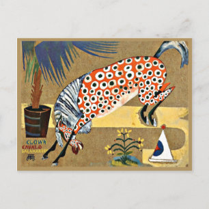 Carte Postale Cheval clown, peinture d'art,