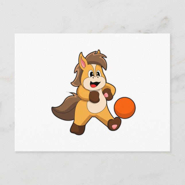 Carte Postale Cheval comme joueur de football avec balle de foot (Devant)