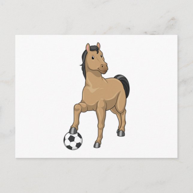 Carte Postale Cheval comme joueur de football avec Soccer (Devant)