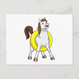 Carte Postale Cheval comme nageur avec Lifebouy