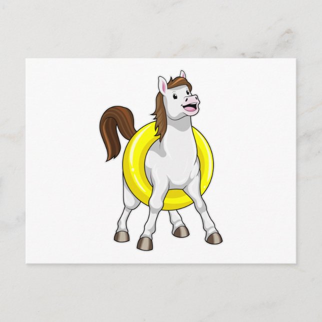 Carte Postale Cheval comme nageur avec Lifebouy (Devant)