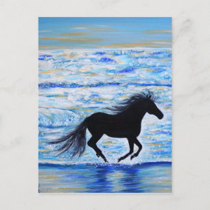 Carte Postale Cheval courir libre par la peinture de mer