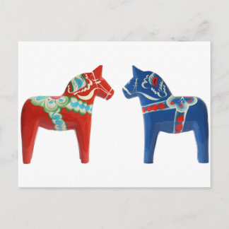 Carte Postale Cheval Dala Rouge et Bleu