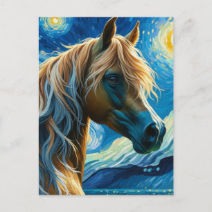 Carte Postale Cheval dans la nuit étoilée de Van Gogh