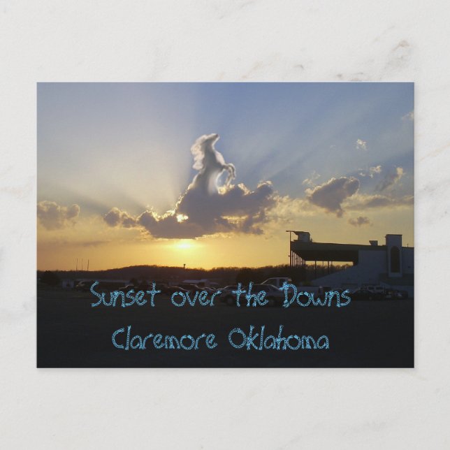 Carte Postale Cheval dans les nuages, Coucher de soleil sur les  (Devant)