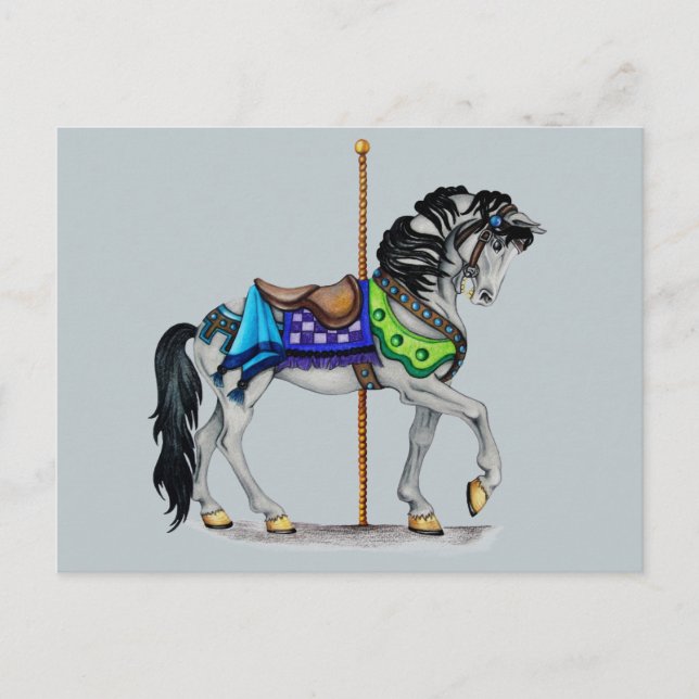 Carte Postale Cheval de carrousel (Devant)