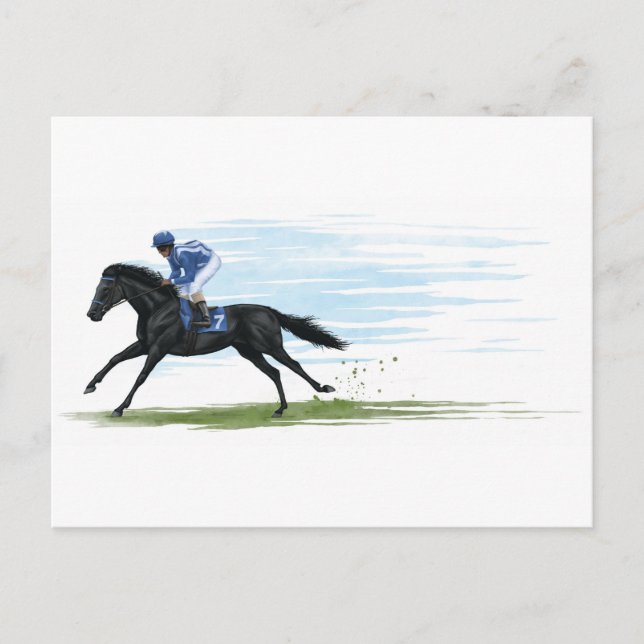 Carte Postale cheval de course (Devant)