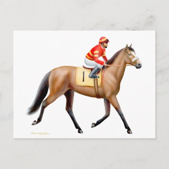 Carte postale Cheval de course de Bay Thoroughbred (Devant)