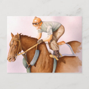 Carte Postale Cheval de course et Jockey
