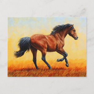 Carte Postale Cheval de la baie de Running Wild Mustang