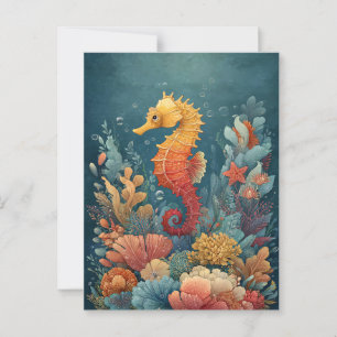 Carte Postale Cheval De Mer Au Milieu De Corail Coloré