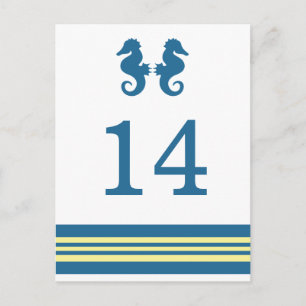 Carte postale Cheval de mer bleu jaune