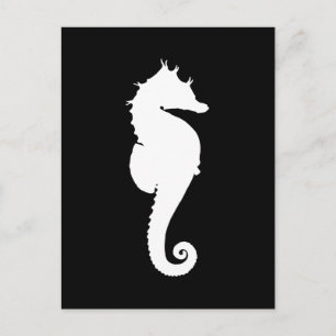 Carte Postale Cheval de mer noir et blanc
