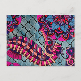 Carte Postale Cheval de mer rose et violet