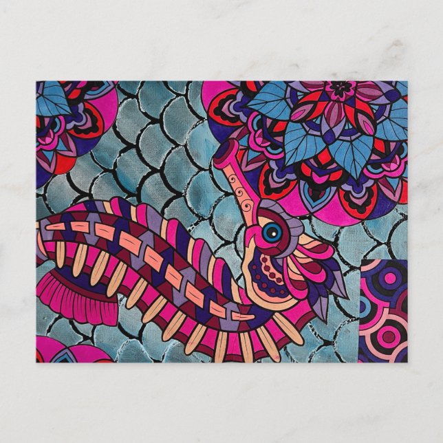 Carte Postale Cheval de mer rose et violet (Devant)