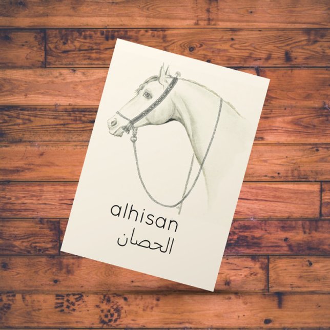 Carte Postale Cheval en arabe - illustration vintage (Créateur téléchargé)