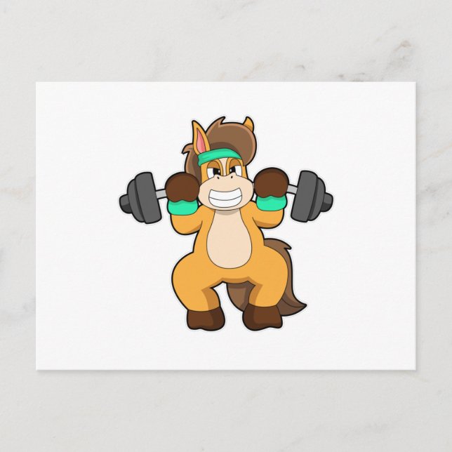 Carte Postale Cheval en Bodybuilder avec Barbell (Devant)