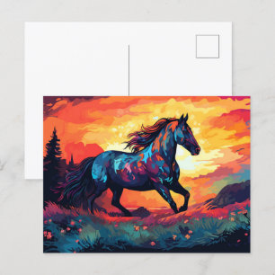 Carte Postale Cheval En Course Sur Le Terrain Art Abstrait Cheva