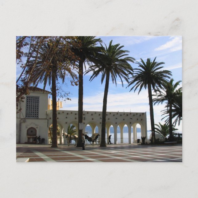 Carte Postale Cheval et chariot sur la promenade à Nerja, (Devant)