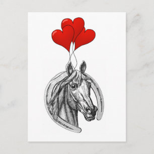 Carte Postale Cheval et Coeurs