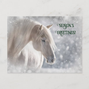 Carte postale Cheval et Neige de Noël