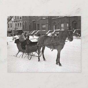 Carte Postale Cheval et Sleigh, 1935