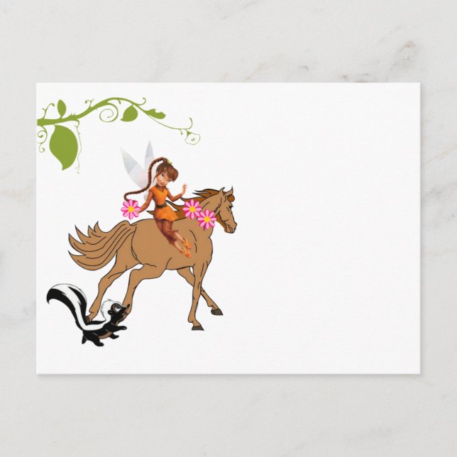 Carte Postale Cheval Fairy Skunk Floral (Devant)