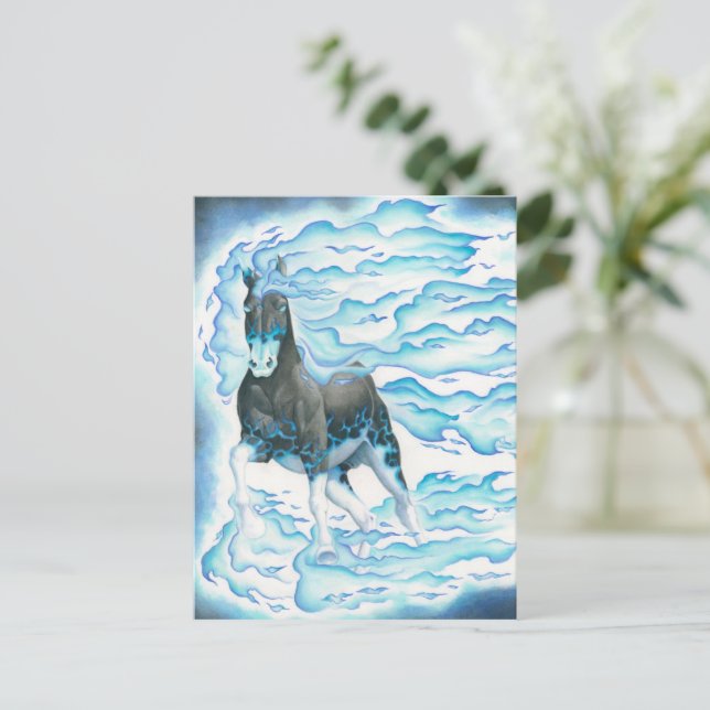 Carte Postale Cheval Fantôme à Flamme Bleue (Debout devant)
