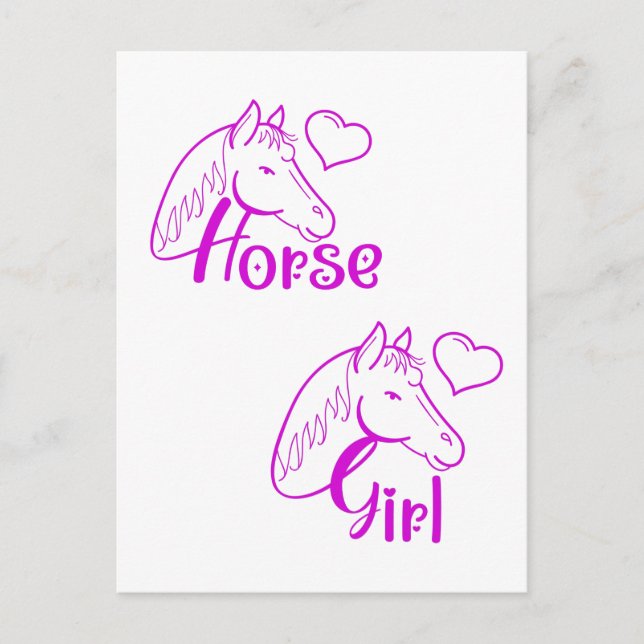 Carte Postale Cheval fille en violet avec tête de cheval Police (Devant)