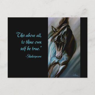 Carte Postale Cheval foncé en Aqua - étalon expressif de